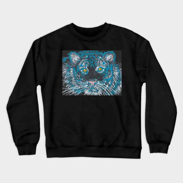 Blue Tiger face Crewneck Sweatshirt by SamsArtworks